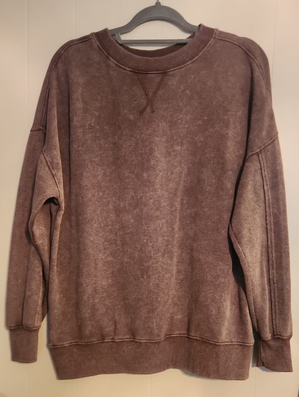 Pink Rose Womans Mineral Washed Crewneck Sweatshirt